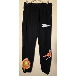 Dreamville DV Fest Sweatpants Joggers Black Bird Flowers Heavy Duty Size M